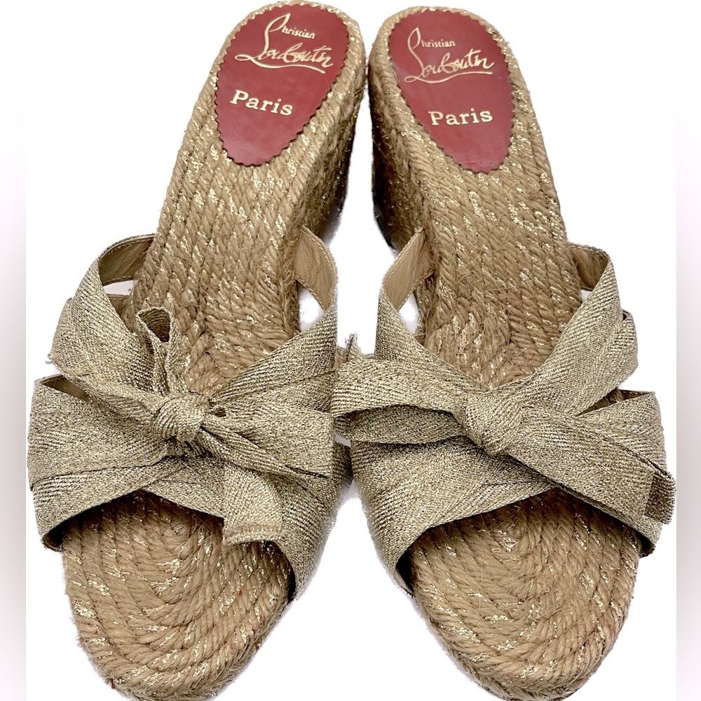 Gold Christian Louboutin wedge Sandles